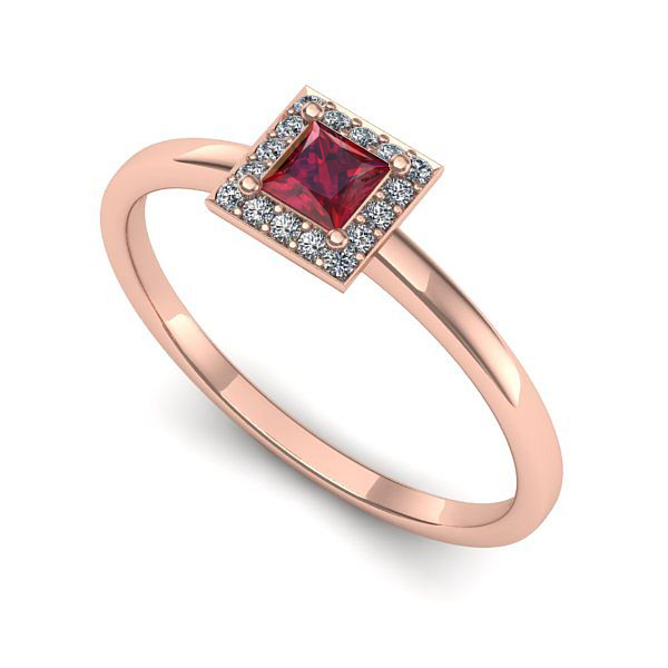 Inel din aur roz cu rubin