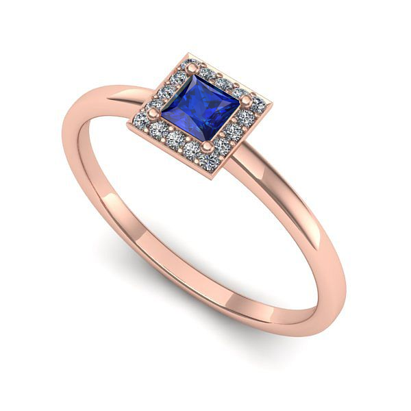 Inel logodna din aur roz cu safir