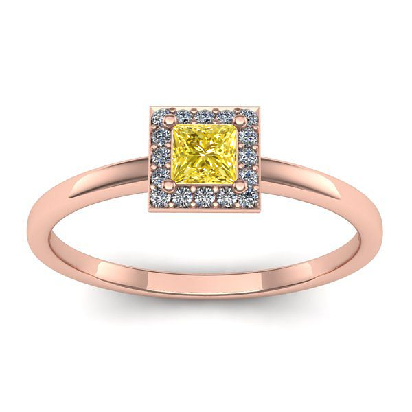 Inel de logodna cu safir galben patrat