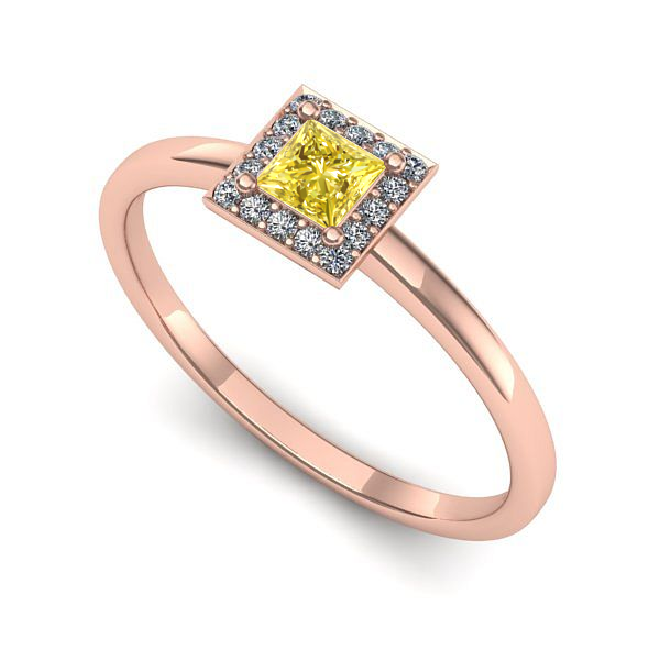 Inel logodna din aur roz cu safir galben