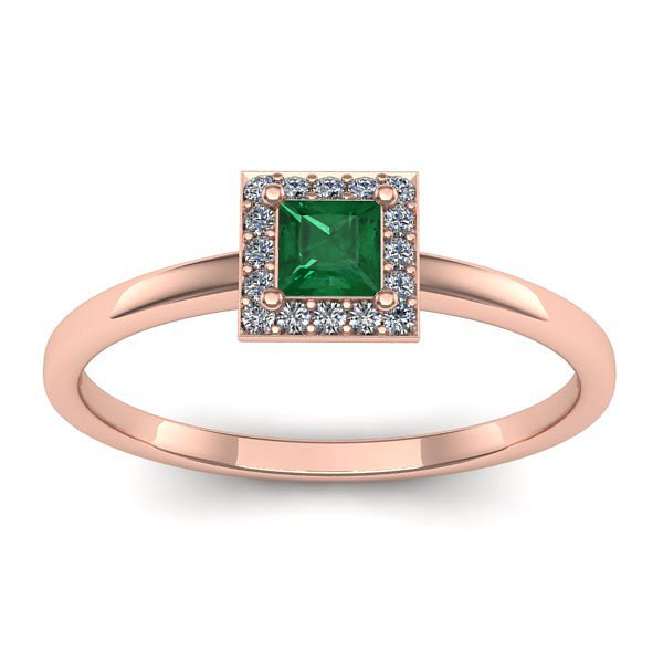 Inel cu smarald patrat