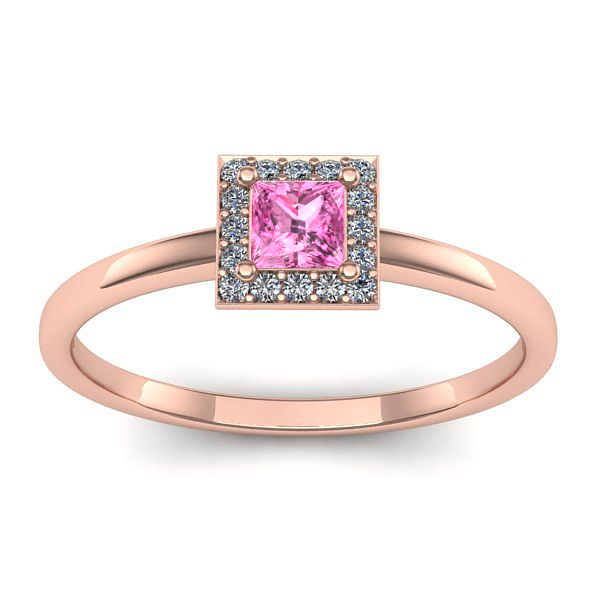 Inel de logodna cu safir roz patrat