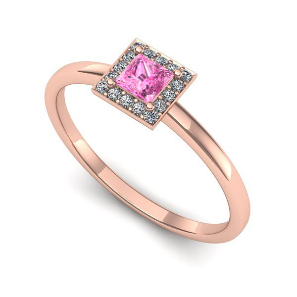 Inel din aur roz cu safir roz