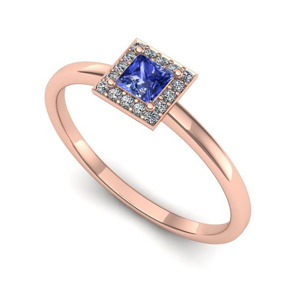 Inel din aur roz cu tanzanit