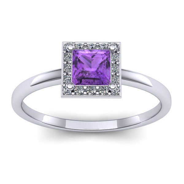 Inel de logodna cu ametist patrat