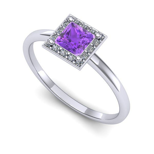 Inel din aur alb cu ametist