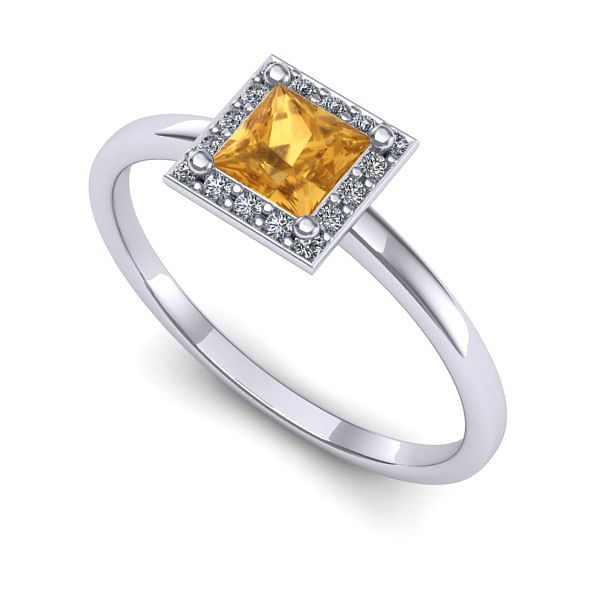 Inel din aur alb cu citrin