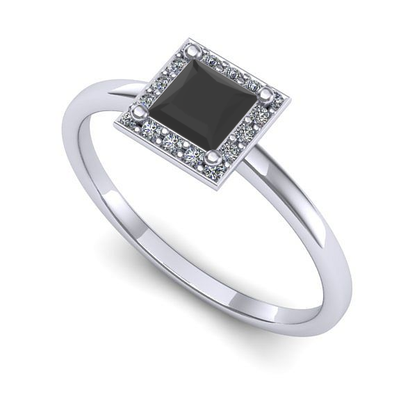 Inel din aur alb cu diamant negru