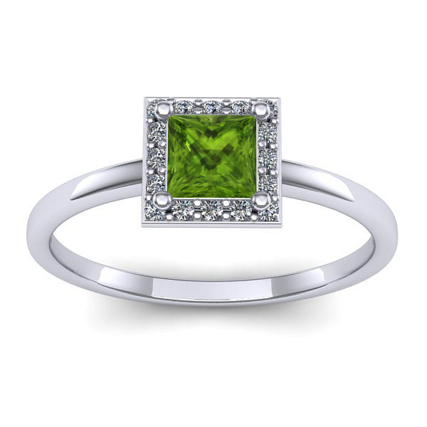 Inel cu peridot patrat