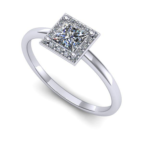 Inel de logodna din aur alb cu safir alb