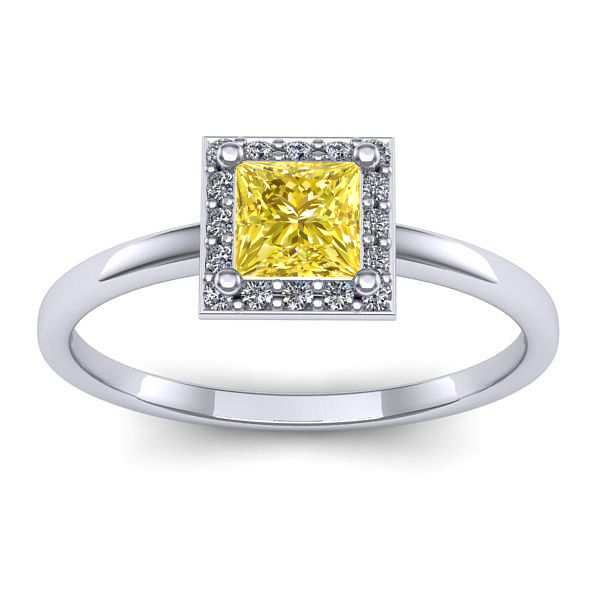 Inel de logodna cu safir galben patrat