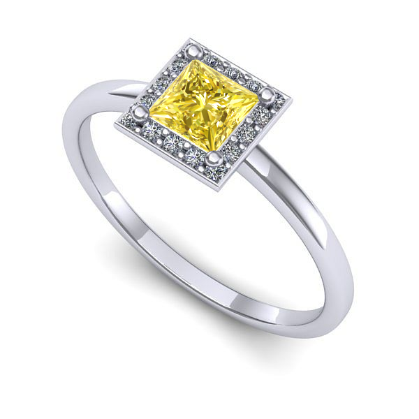 Inel din aur alb cu safir galben