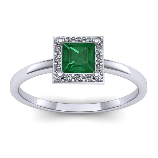 Inel logodna cu smarald patrat