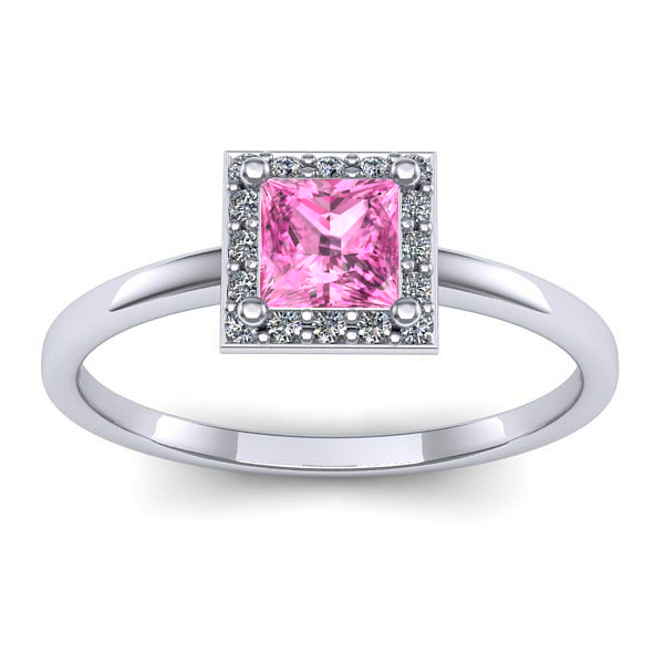 Inel de logodna cu safir roz patrat