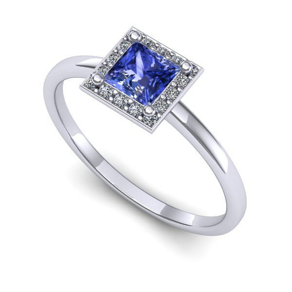 Inel de logodna din aur alb cu tanzanit