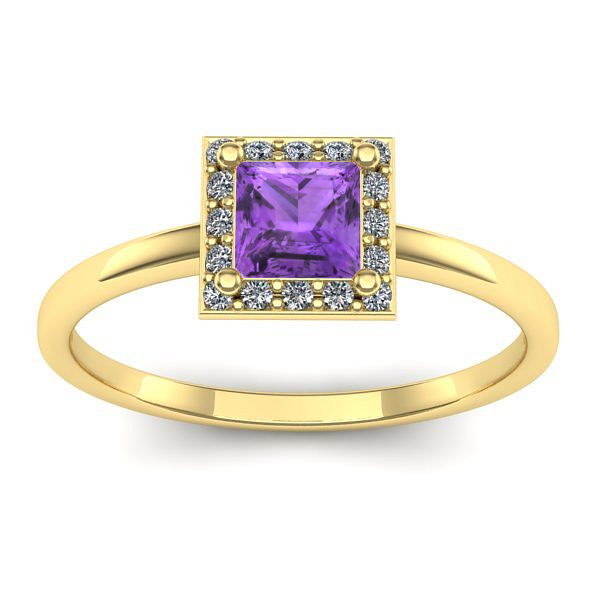 Inel de logodna cu ametist patrat