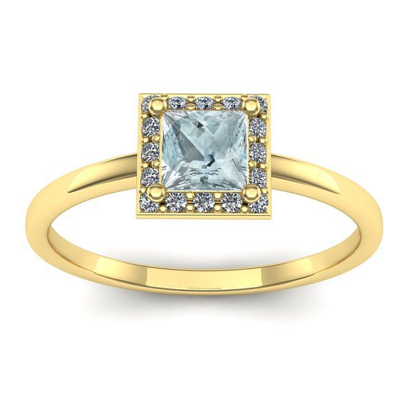 Inel logodna cu aquamarin patrat