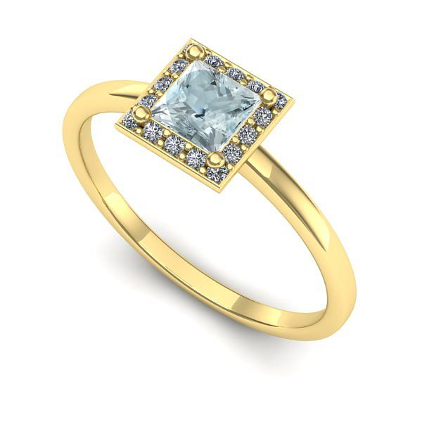 Inel din aur galben cu aquamarin