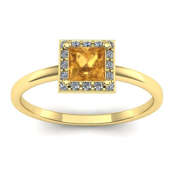 Inel cu citrin patrat