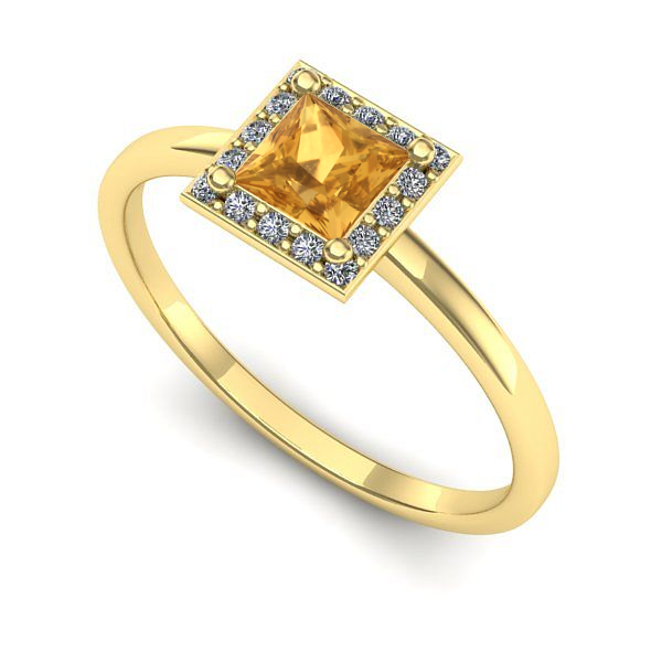 Inel din aur galben cu citrin