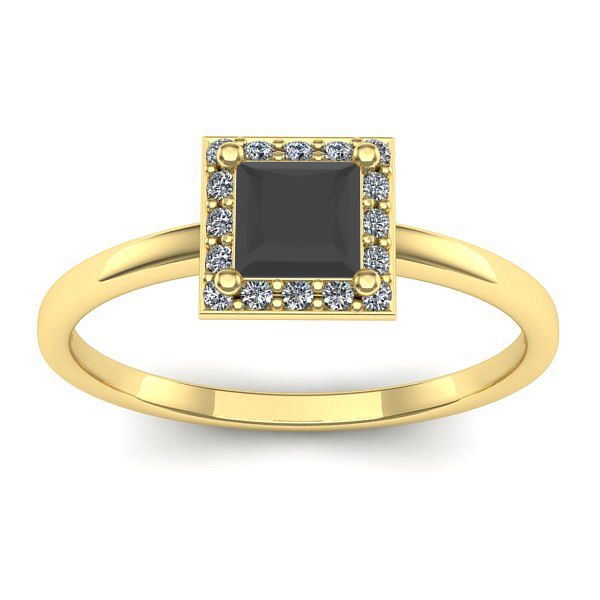 Inel cu diamant negru patrat