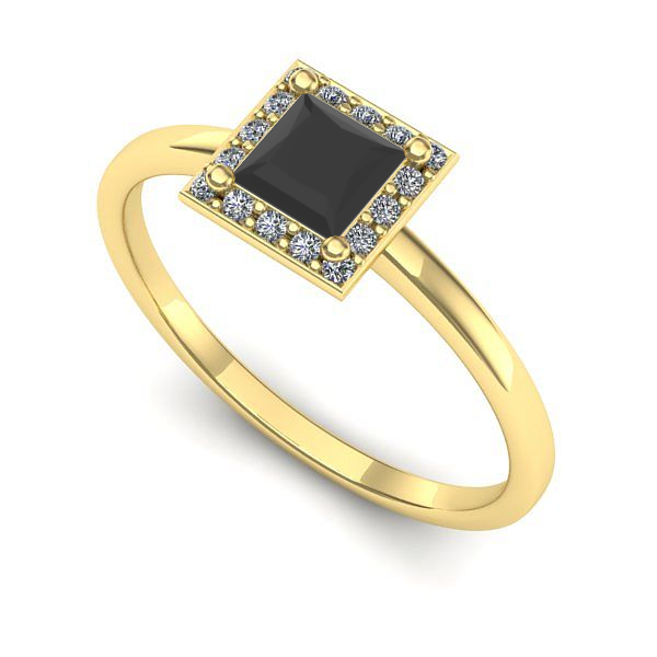 Inel din aur galben cu diamant negru