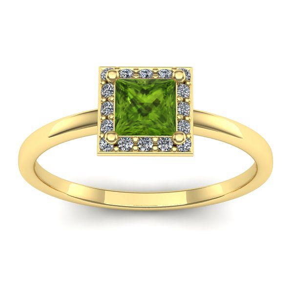 Inel de logodna cu peridot patrat
