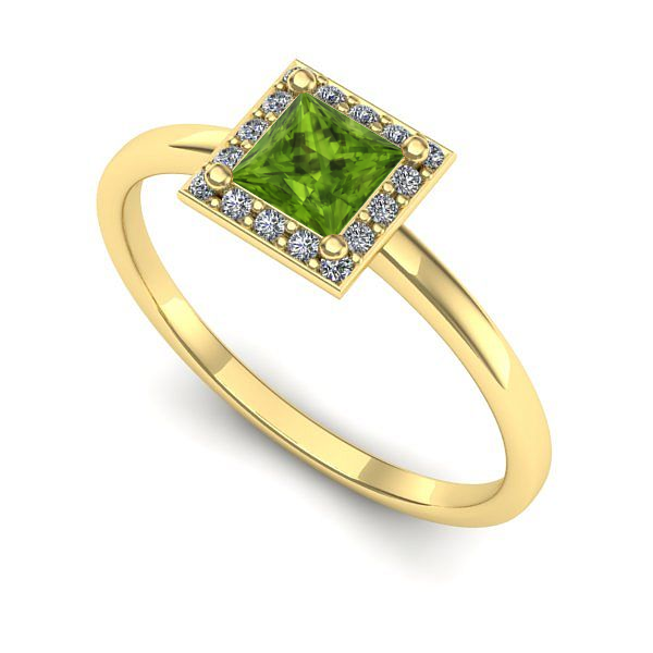 Inel de logodna din aur galben cu peridot