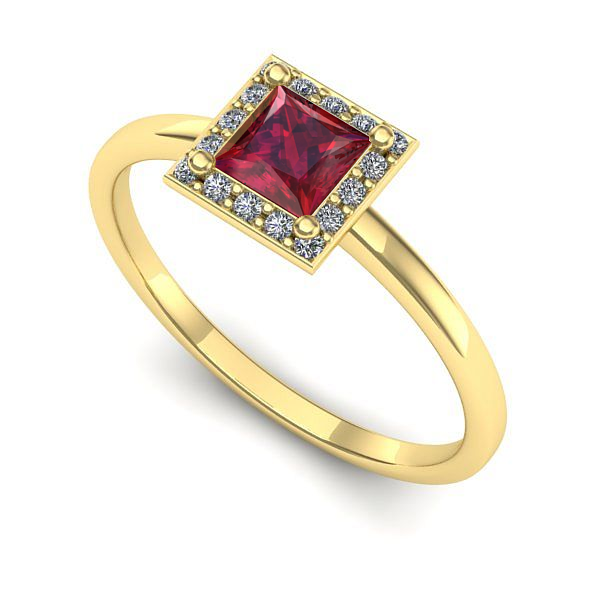 Inel logodna din aur galben cu rubin