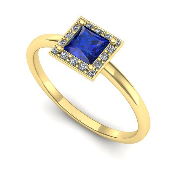 Inel logodna din aur galben cu safir