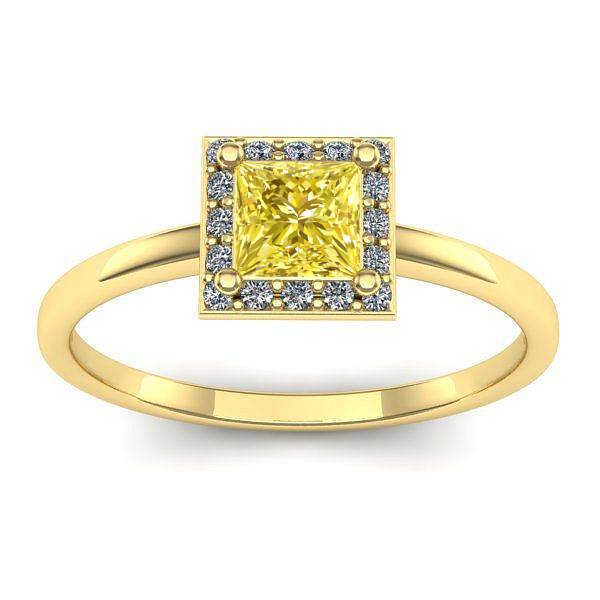 Inel de logodna cu safir galben patrat