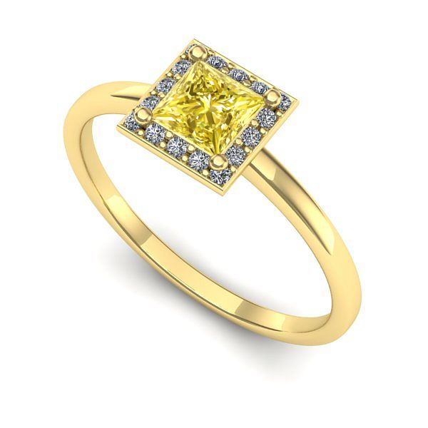 Inel logodna din aur galben cu safir galben