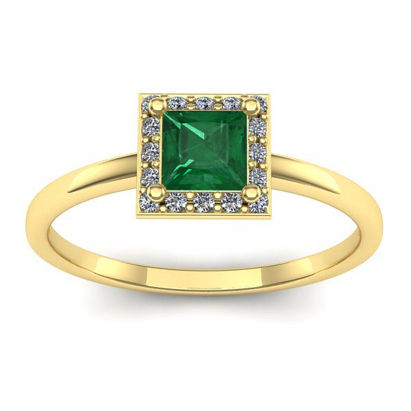 Inel cu smarald patrat