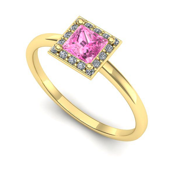 Inel din aur galben cu safir roz