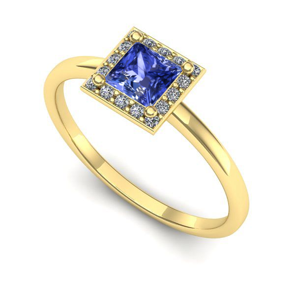 Inel logodna din aur galben cu tanzanit