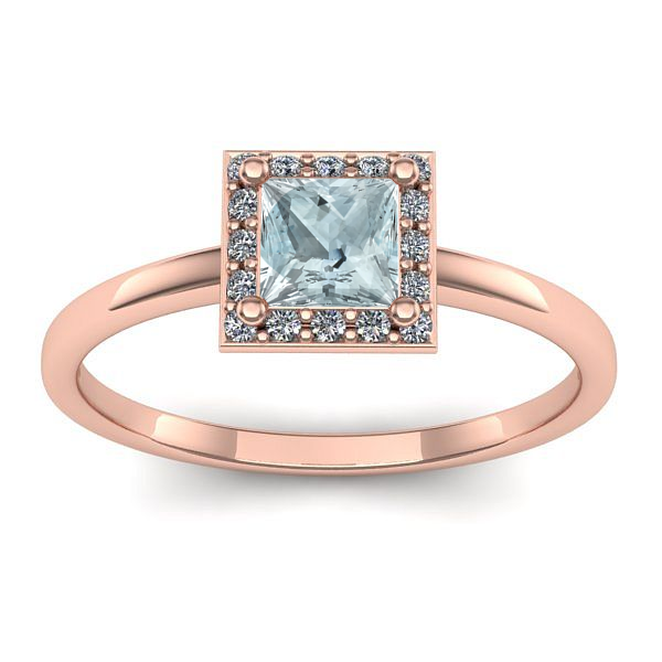 Inel de logodna cu aquamarin patrat