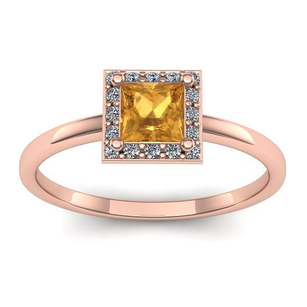 Inel cu citrin patrat