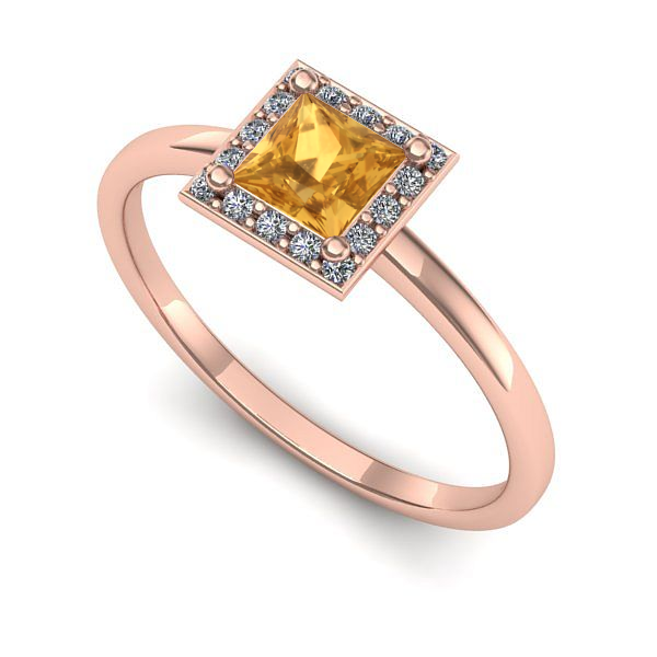 Inel din aur roz cu citrin