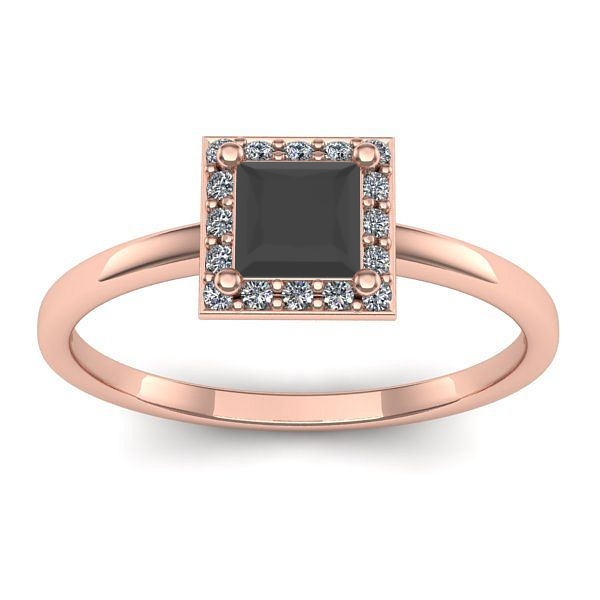 Inel cu diamant negru patrat