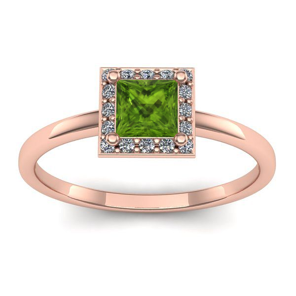 Inel de logodna cu peridot patrat