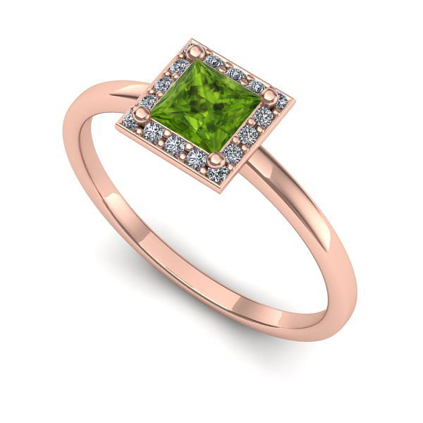 Inel din aur roz cu peridot