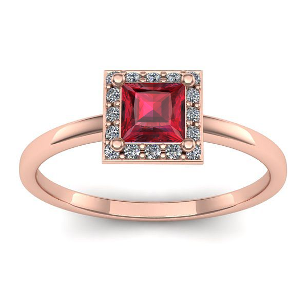 Inel cu rubin patrat