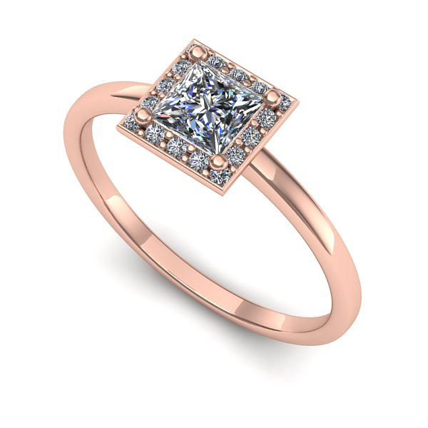 Inel de logodna din aur roz cu safir alb