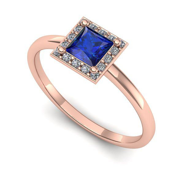 Inel logodna din aur roz cu safir