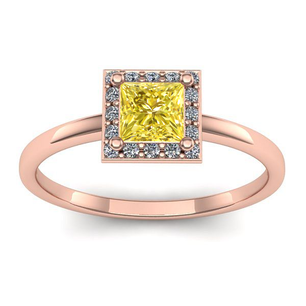 Inel cu safir galben patrat