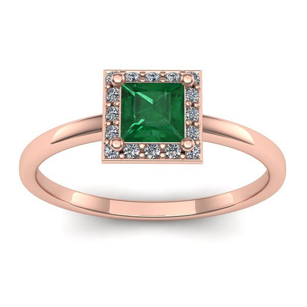 Inel de logodna cu smarald patrat