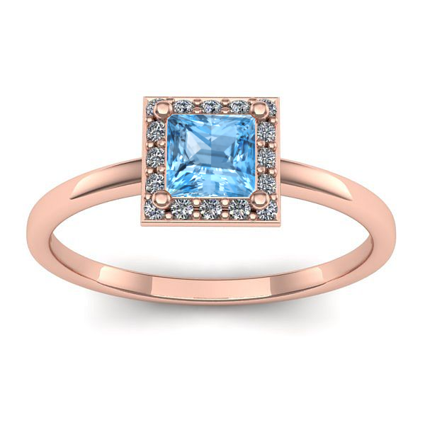 Inel cu topaz blue patrat