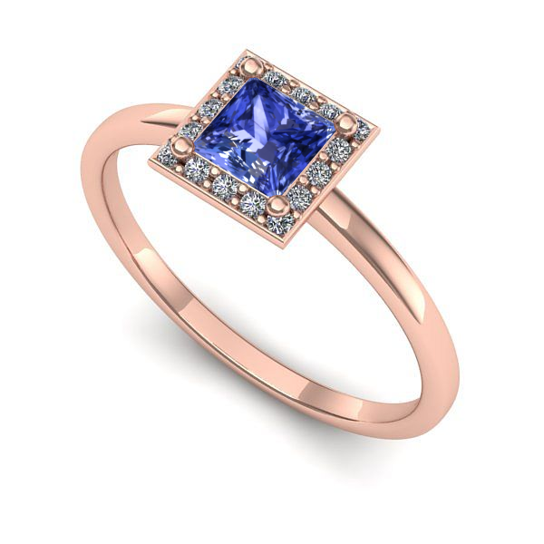 Inel de logodna din aur roz cu tanzanit