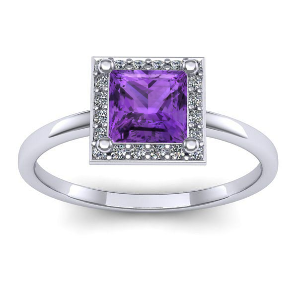 Inel cu ametist patrat