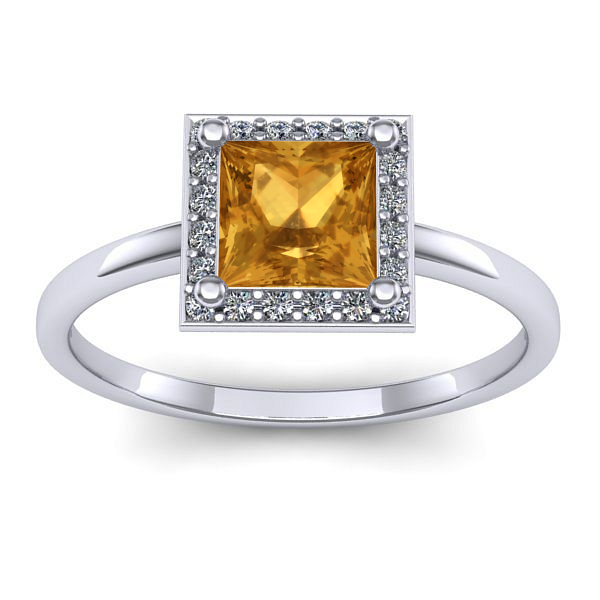 Inel logodna cu citrin patrat